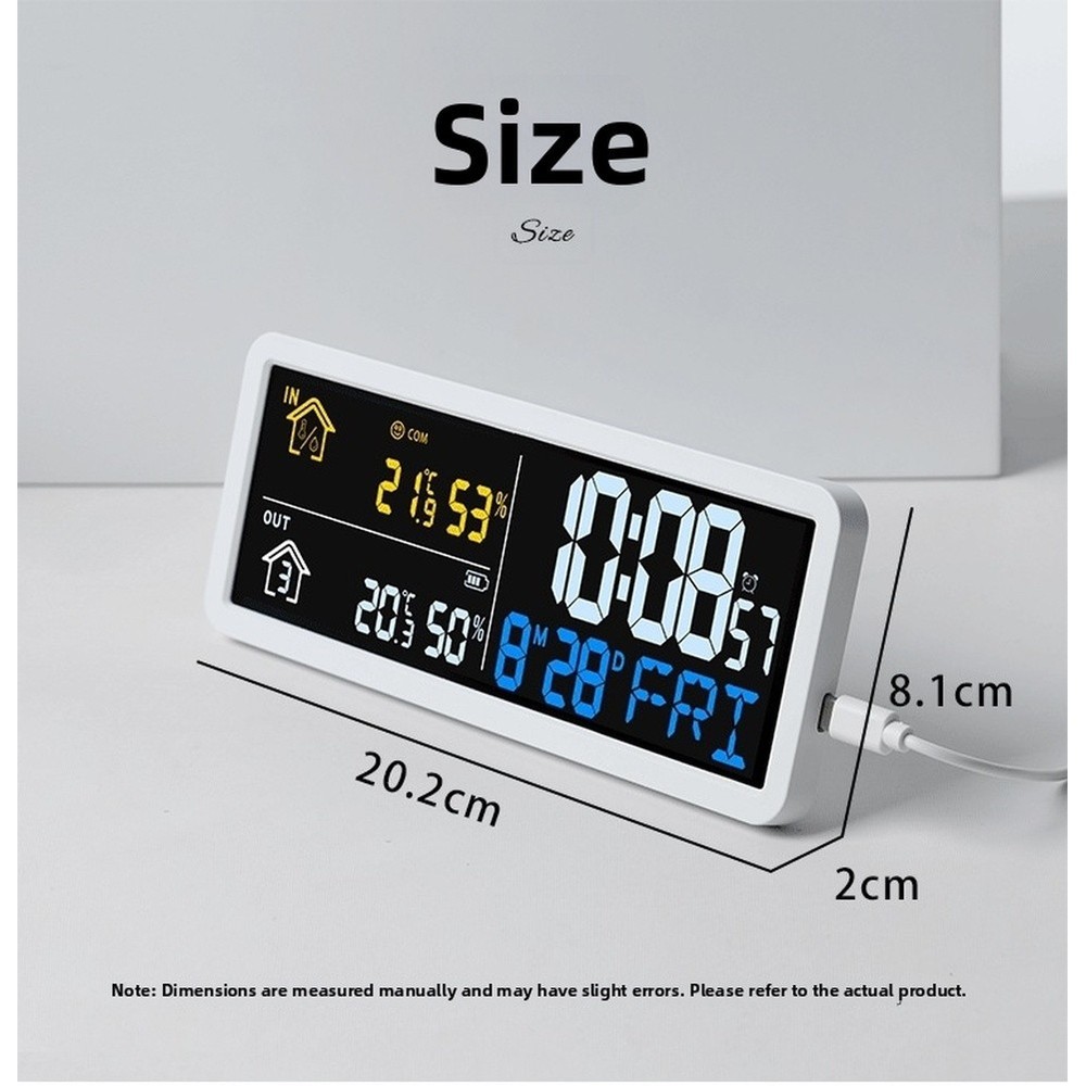 Multi Function Digital Wall Clock Indoor Outdoor Temperature Humidity Indicator