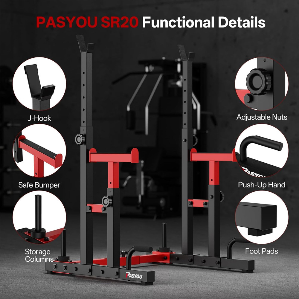 Adjustable Squat Rack Stand, 1200 LBS Total Capacity Multi-Function Bench Press