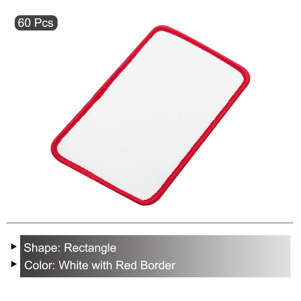 60pcs Sublimation Patch Blank Rectangle White with Red Border