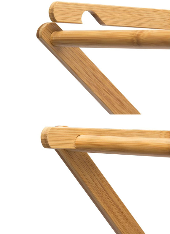 Bamboo Folding Clothes Drying Rack with 11 Dowels & Flat Shelf