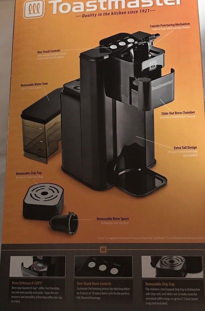Toastmaster Single Serve Coffee Maker Brewer with Permanent Mesh Filter - Black