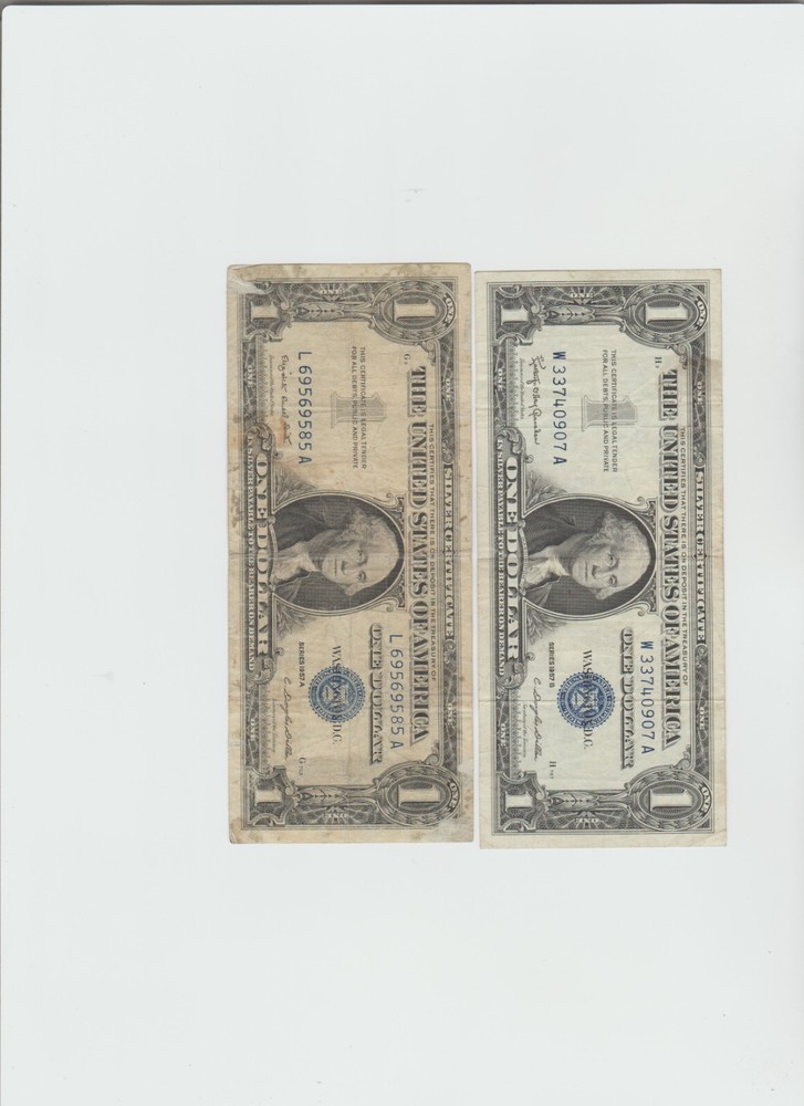 2 1957-A-B Silver Certificates(circulated))