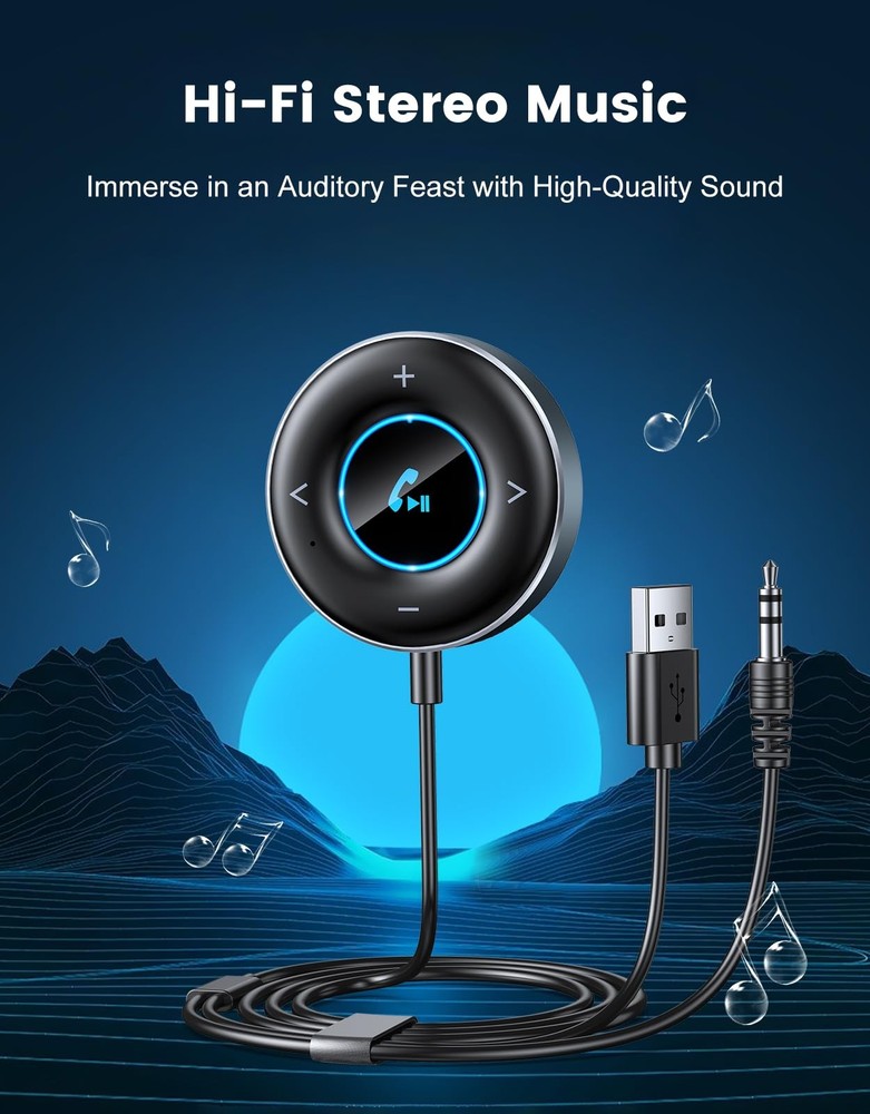 Bluetooth AUX Adapter for Car, [Plug and Play] Bluetooth 5.3 Receiver, 3.5mm ...
