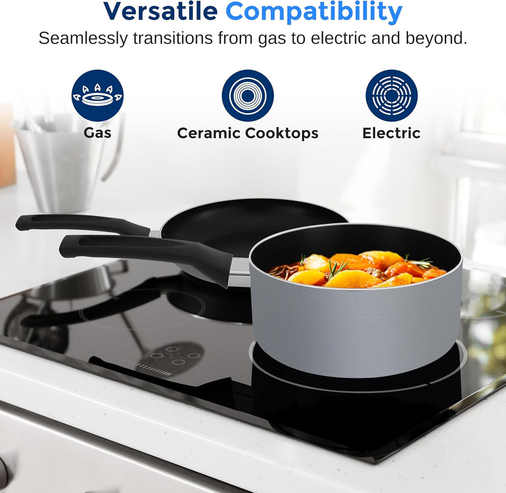 Kitchenware Pots and Pans Set, Basic Kitchen Nonstick Cookware Set, Heat Resista