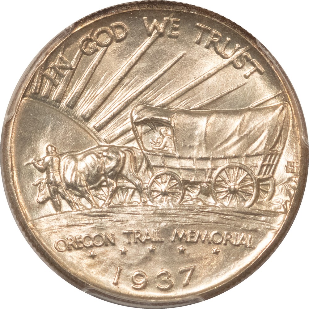 1937-D OREGON COMMEMORATIVE HALF DOLLAR - PCGS MS-65, FRESH WHITE GEM!