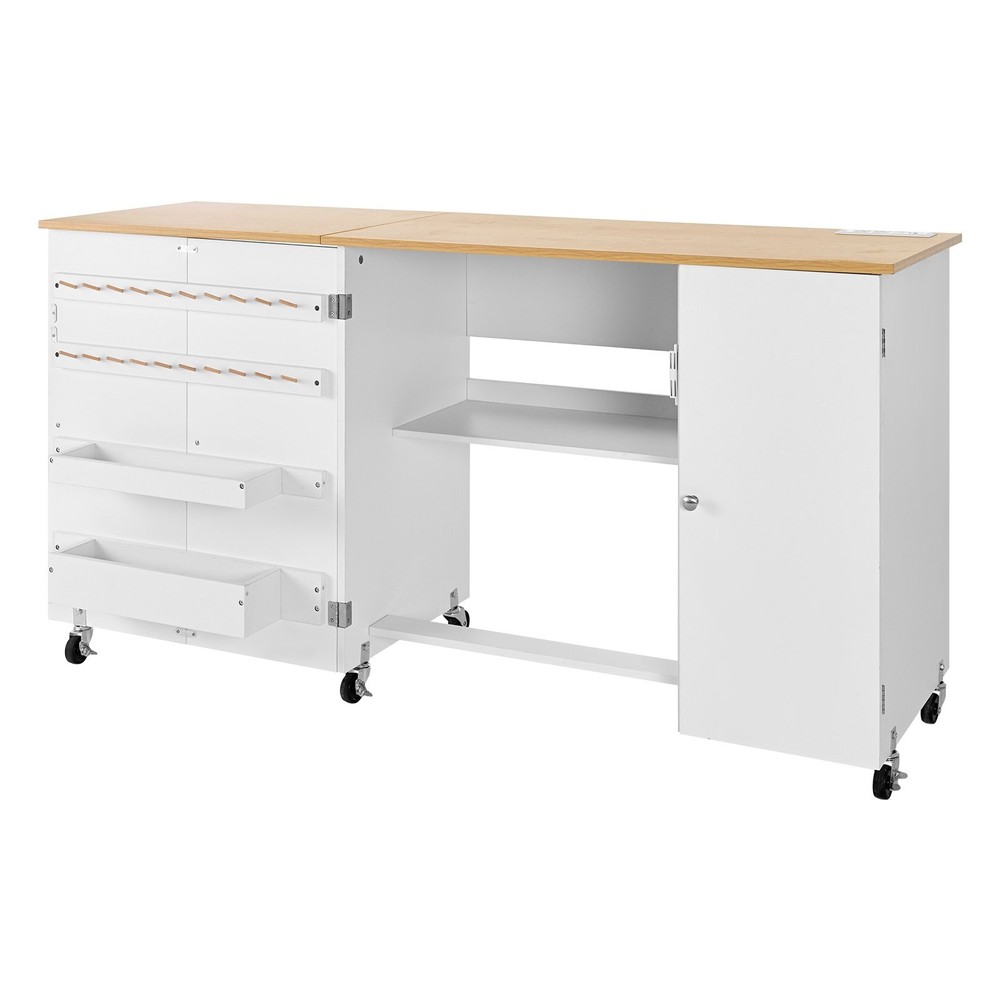 HOT/ Folding Sewing Table,Multipurpose Sewing Machine Table with Cabinet,Chargi