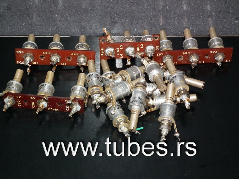 Three (3 pcs) variable capacitors 25pF Professional quality, chassis montage