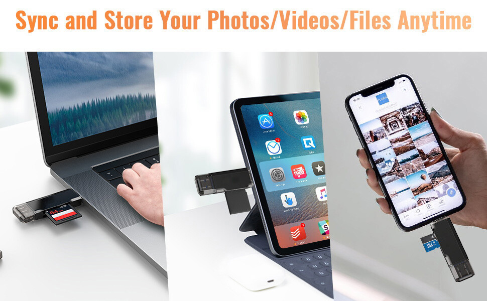 TOPESEL Card Reader USB 3.0 Type C to SD Micro SD TF Smart Memory Card Adapter