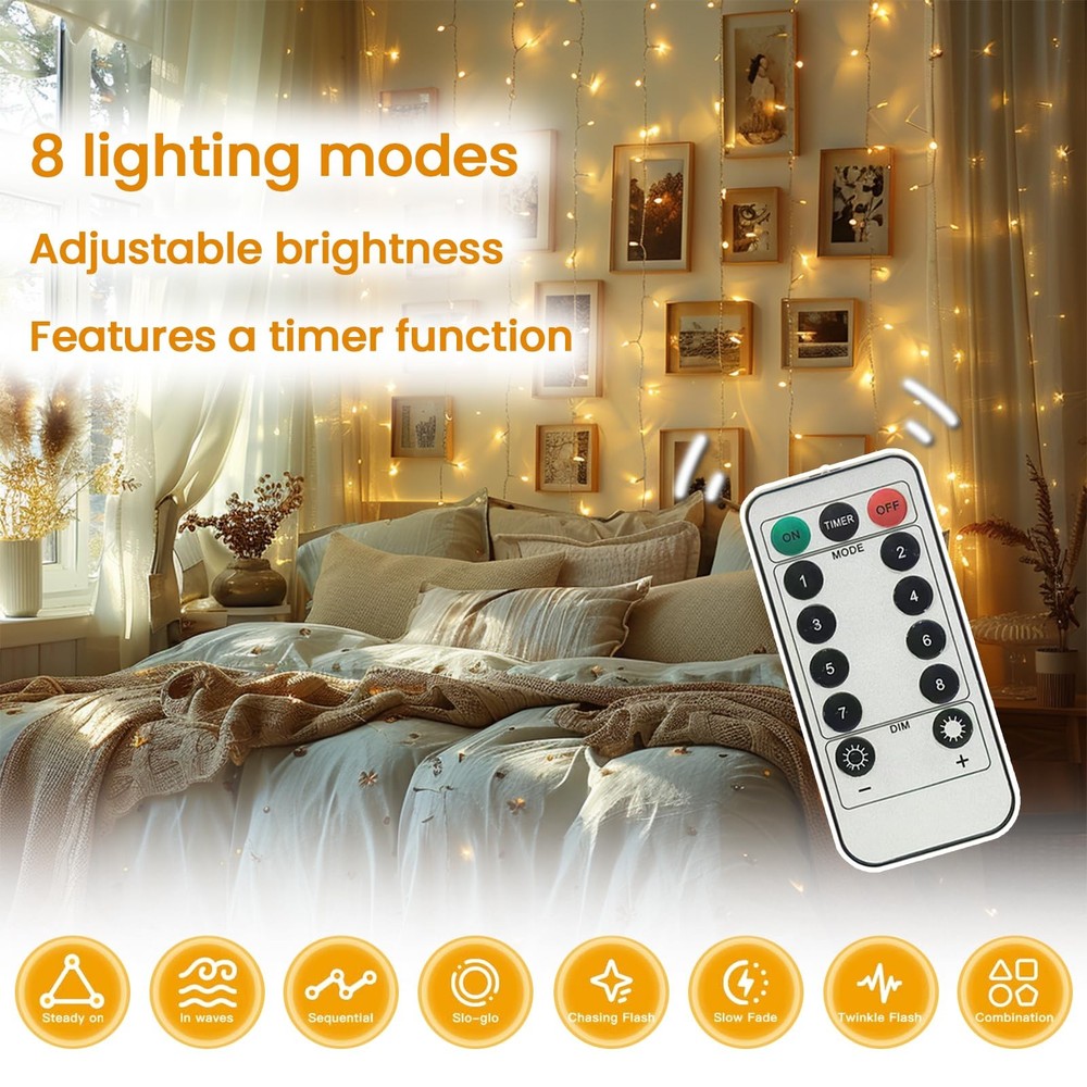 66Ft Christmas String Lights Plug in, 200 Warm White LED 66FT, 66Ft-Warmwhite