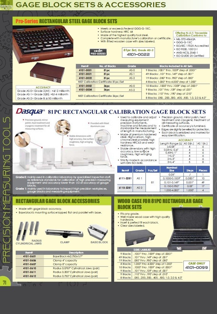 .136" RECTANGULAR GAGE BLOCK GRADE 2/A+/AS 0 (4101-0747)