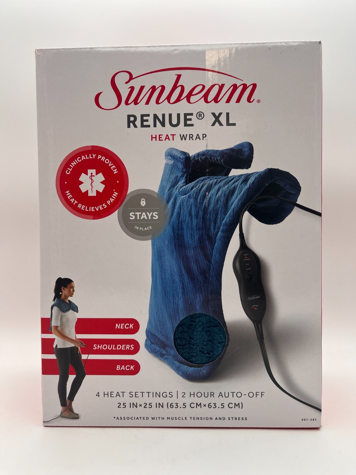 SUNBEAM RENEU XL HEAT WRAP NECK SHOULDERS BACK 25" x 25" NEW MR 979