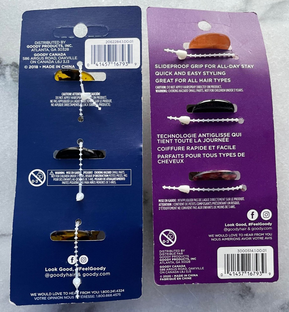 2 Goody Slideproof Medium Claw Clips 16793 Multicolor 3 Clips Ea