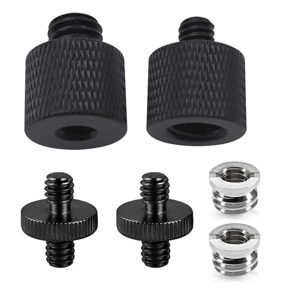 Threaded Tripod Screw Adapter Double Head Stud Standard Mounting Thread Black