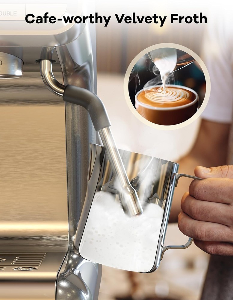 Espresso Machine With Grinder, 20 Bar Semi-Automatic Espresso Coffee Maker Wi...