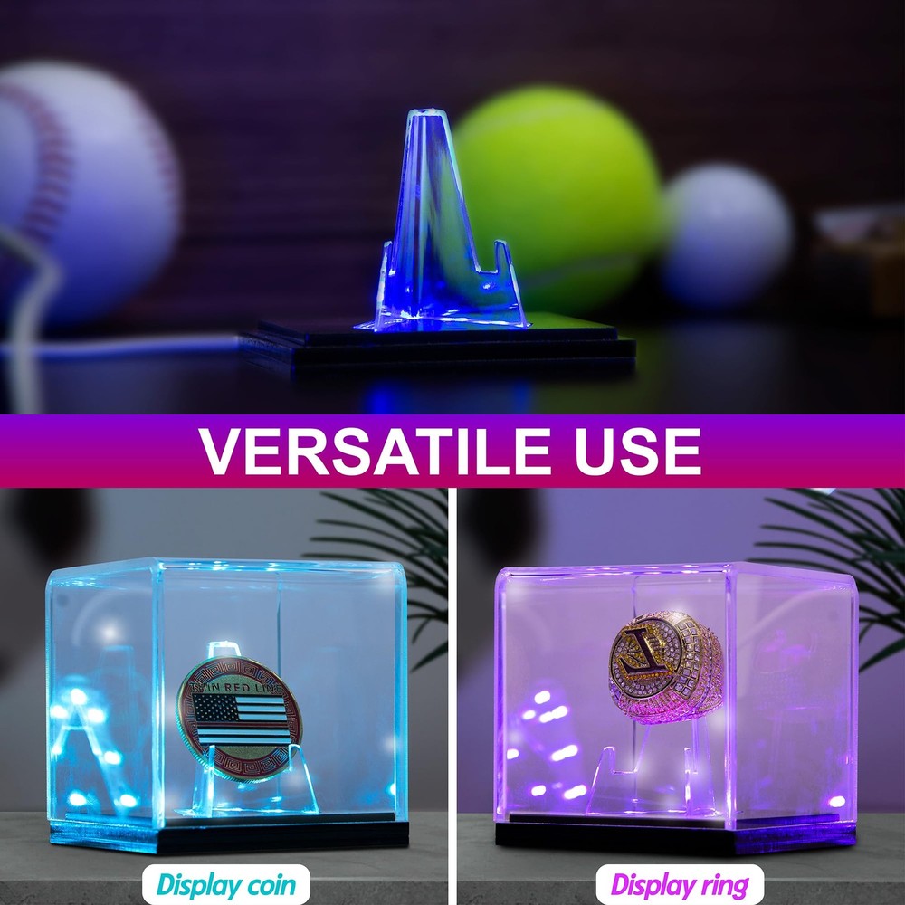 Championship Ring Display Case with Led Light, UV-Protected Clear Challenge...