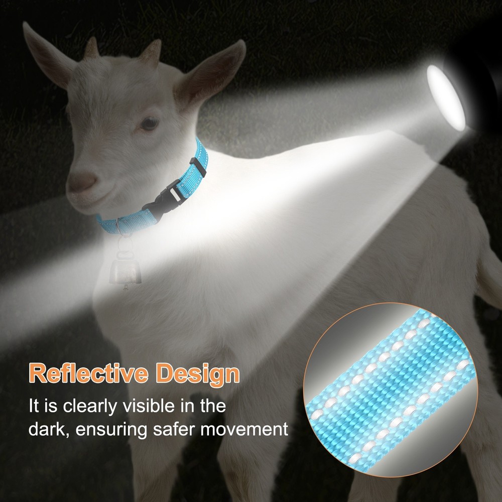 3-Pack Reflective Goat Collars with Bells, 13.8"-20.5" Polyester [Blue]