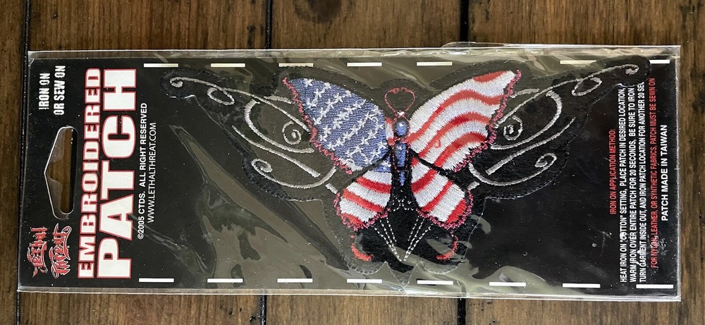Lethal Threats Butterfly Patch -Embroidered Iron on Or sew On Butterfly Patch