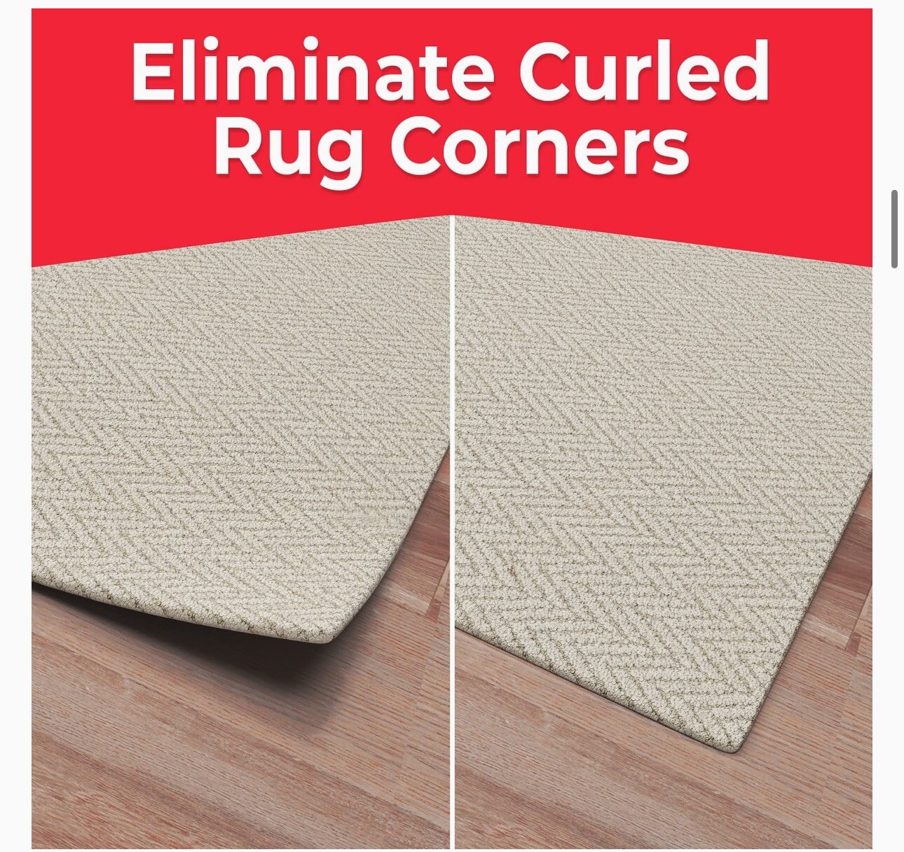 4 Piece Never Curl Rug Gripper Corners No Slip Indoor Outdoor NEVERCURL New