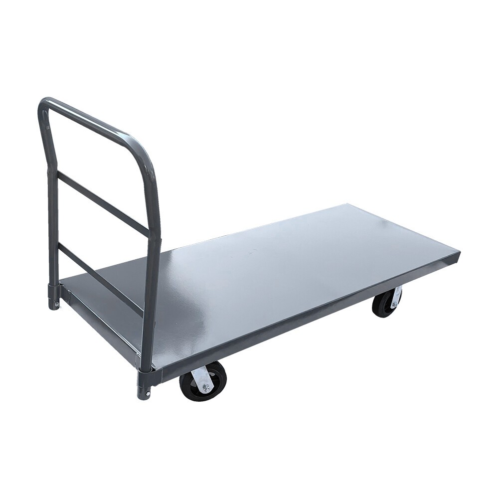 2000lbs 40"/60" Platform Truck w/Steel Deck, 6" Rubber Casters with Ergo Handle