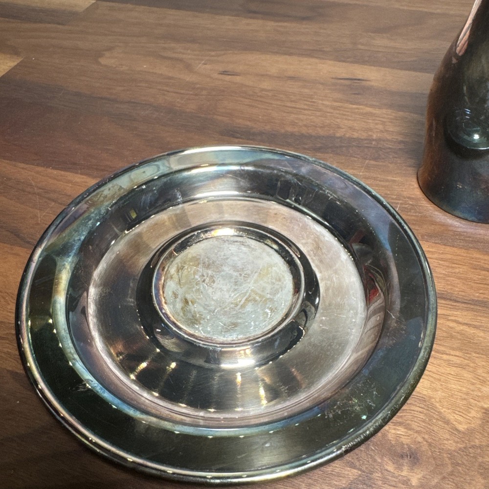 ONEIDA SILVERSMITHS Silver plated Cream Pitcher & Plate 6 Inch