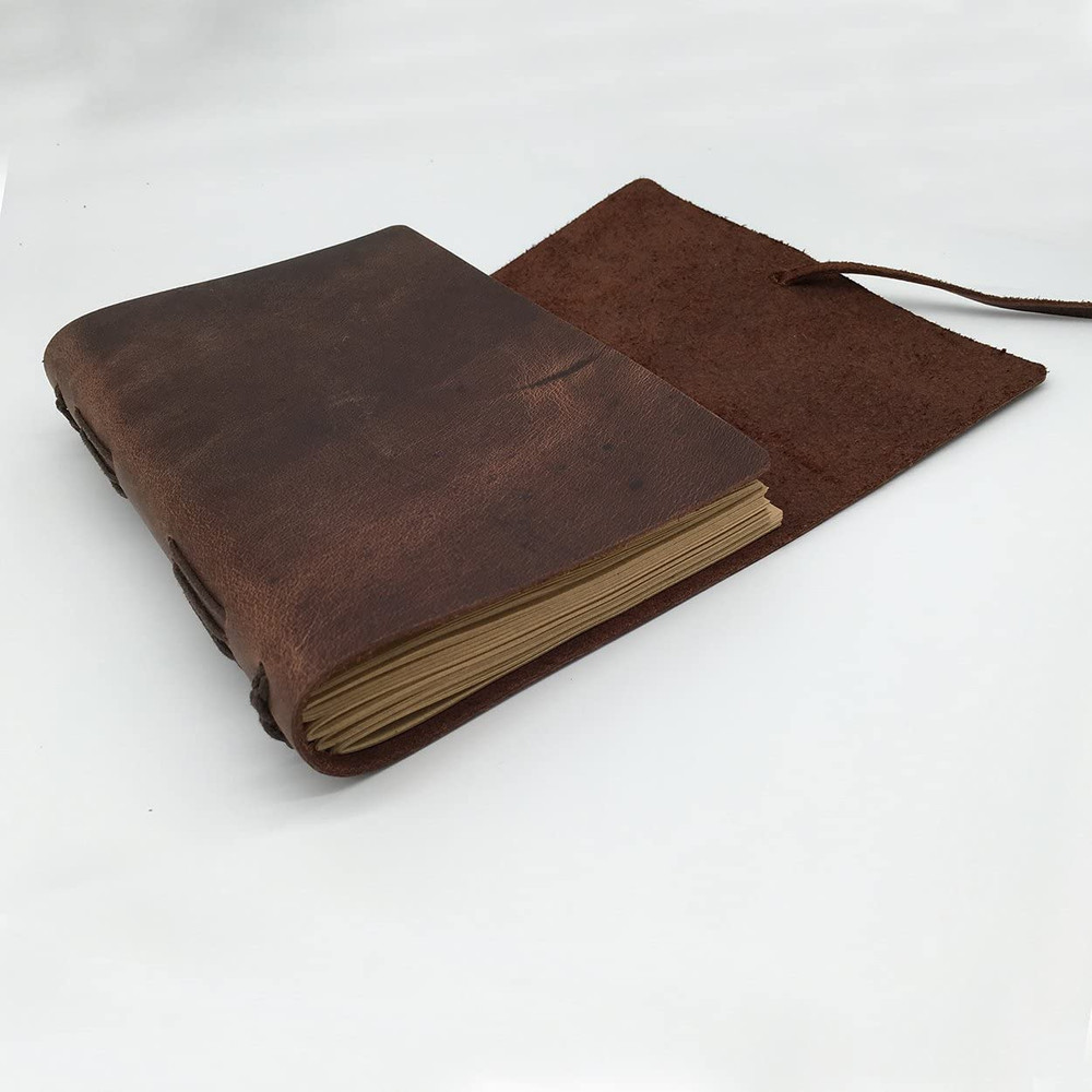 Leather Journal Writing Notebook - Genuine Leather Bound Daily Notepad for Men &