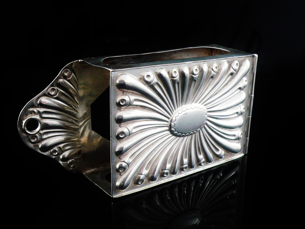 Unusual Sterling Silver Matchbox Holder Wall Mountable & Base Spring Loaded 1896