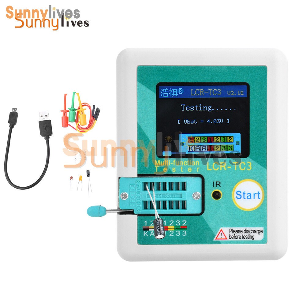 LCR-TC3 High-precision Transistor Tester Diode Capacitance Test Meter + Cable