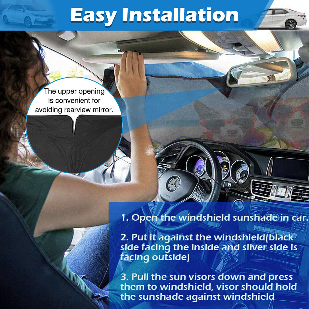 Large Car Window Sun Shade Cover Foldable Front Windshield Visor UV Block Shield