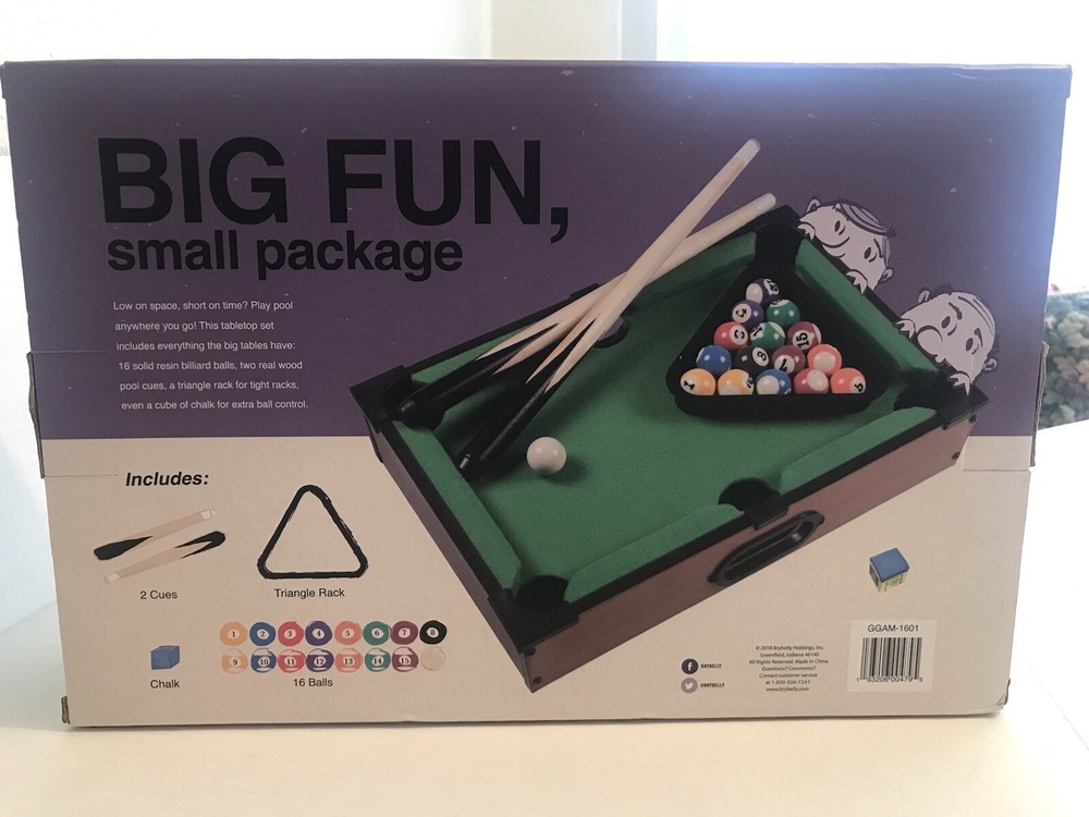 Mini Pool Table, Tabletop Billiards 14 X 9.5 in.