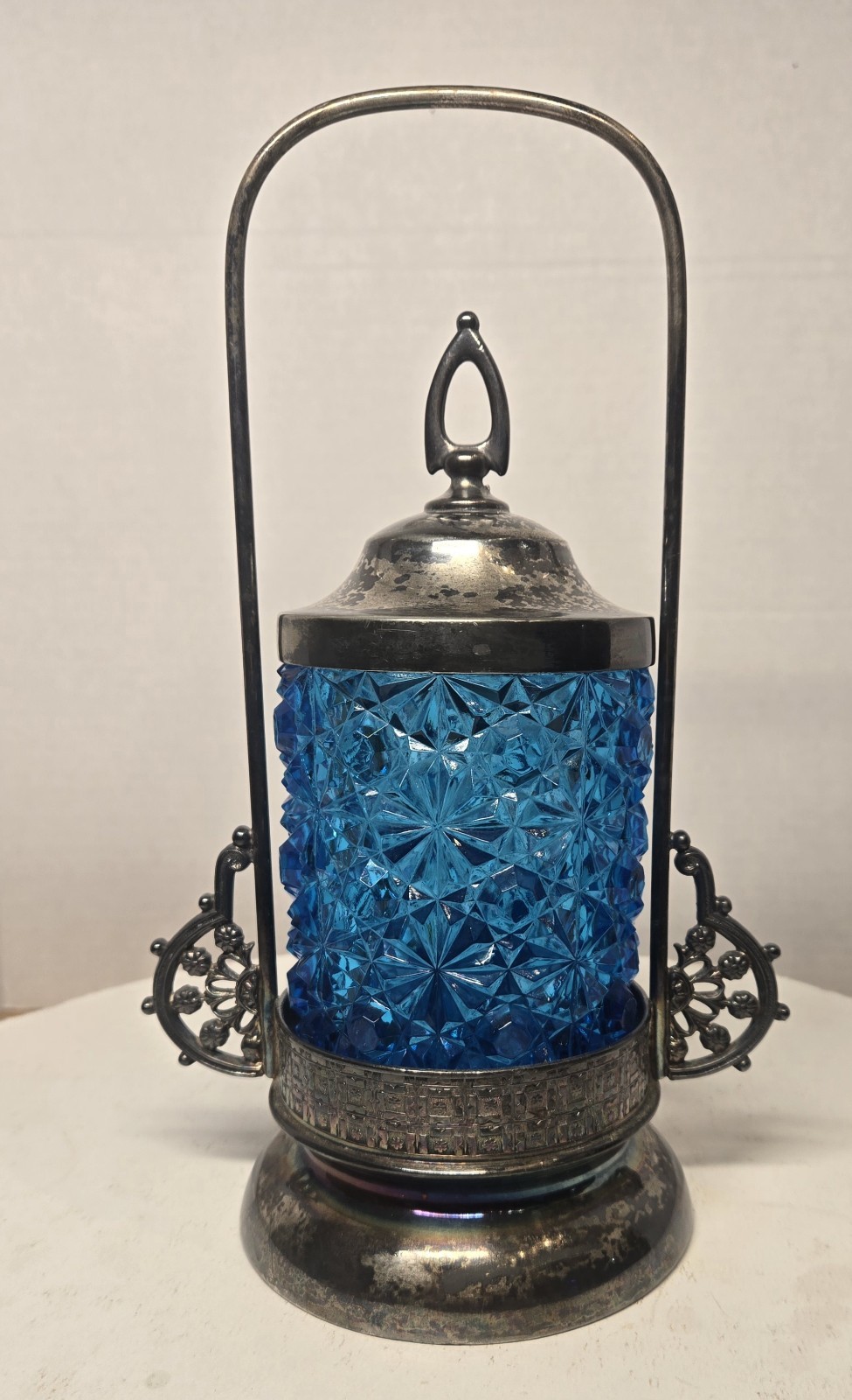 Victorian Blue Daisy Button Pickle Castor