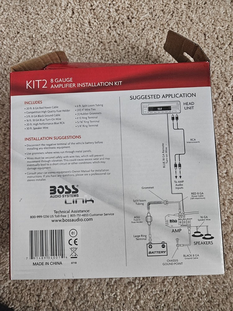 Boss KIT2 8 Gauge Amplifier Installation kit