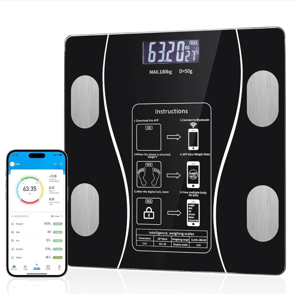 Digital Bluetooth Body Fat Scale High Precision Weight Scale Backlit Display US