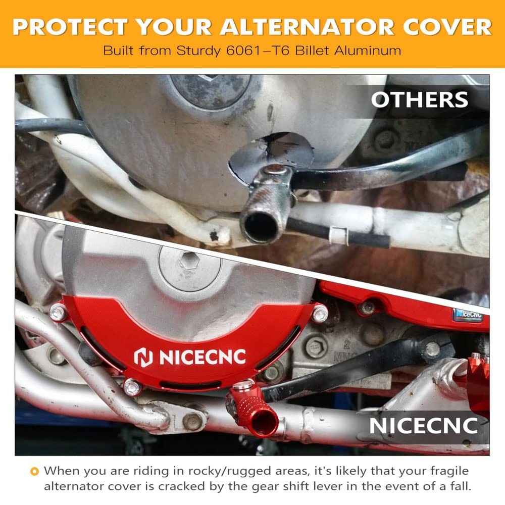 NICECNC Red Engine Alternator Cover Guard Protector Aluminum Compatible with ...