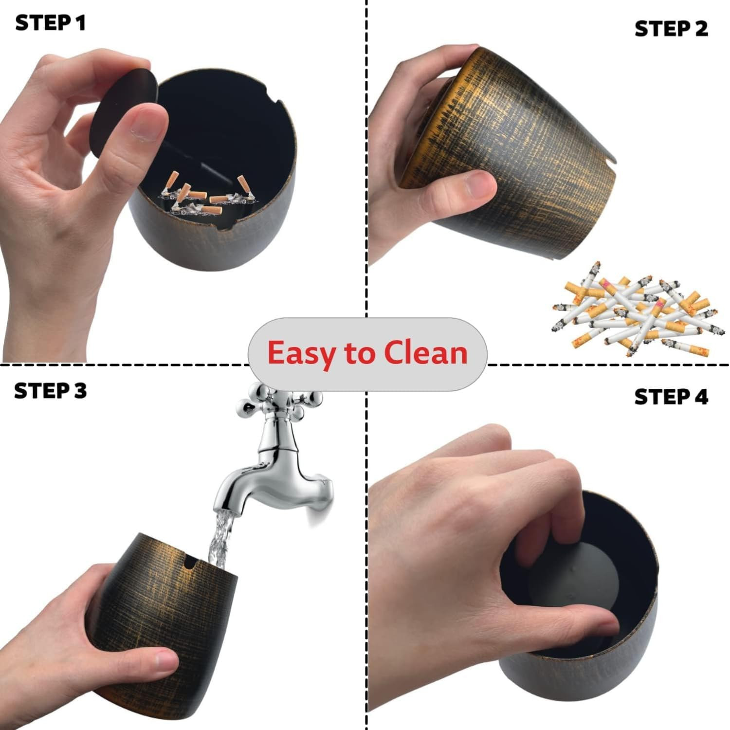 Ash Tray, Large Outdoor Ashtray with Lid, Ashtray for outside Patio, Stainless S