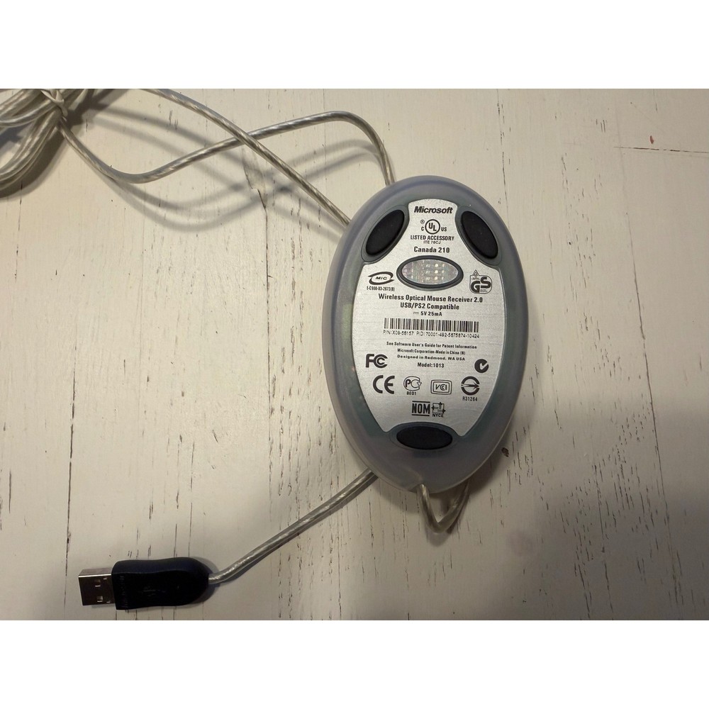 Microsoft Wireless Optical Mouse Receiver 2.0 #1013 USB/PS2 Translucent Gray