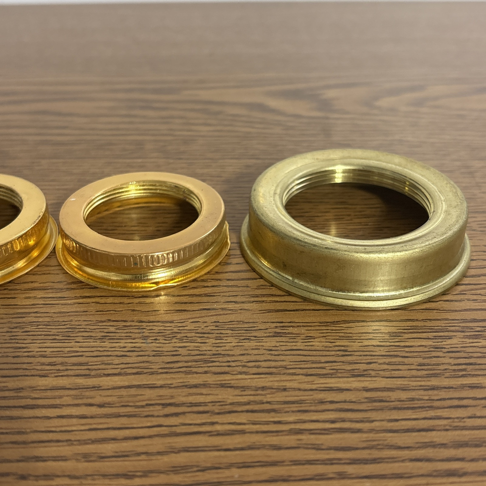 2 Screw On Collars For Oil Lamp Golden Copper Color 1.63” Wide & Fit #2 Burner