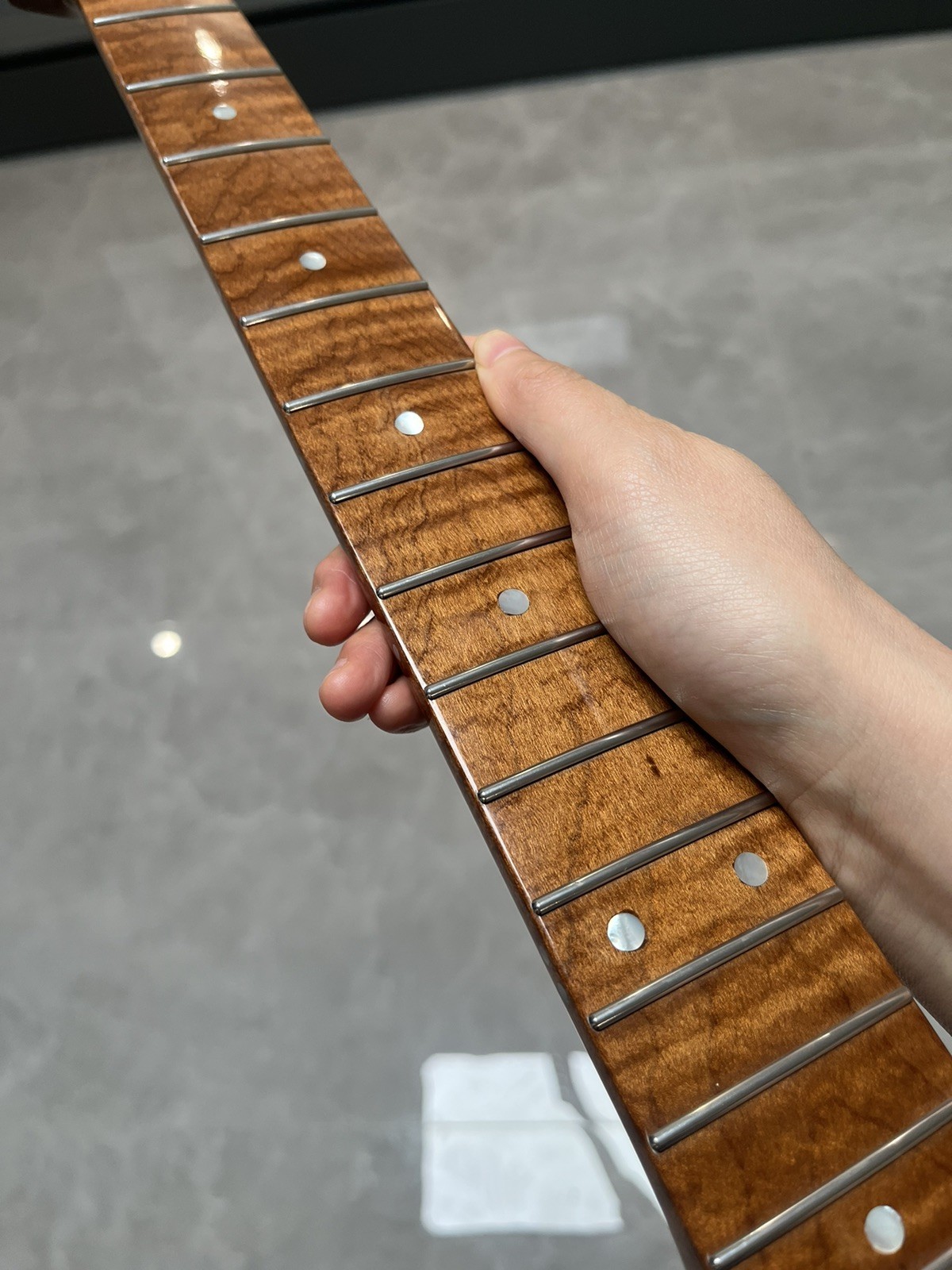 NEW Stainless 21fret gloss DIY Roasted Flame Maple electric guitar neck