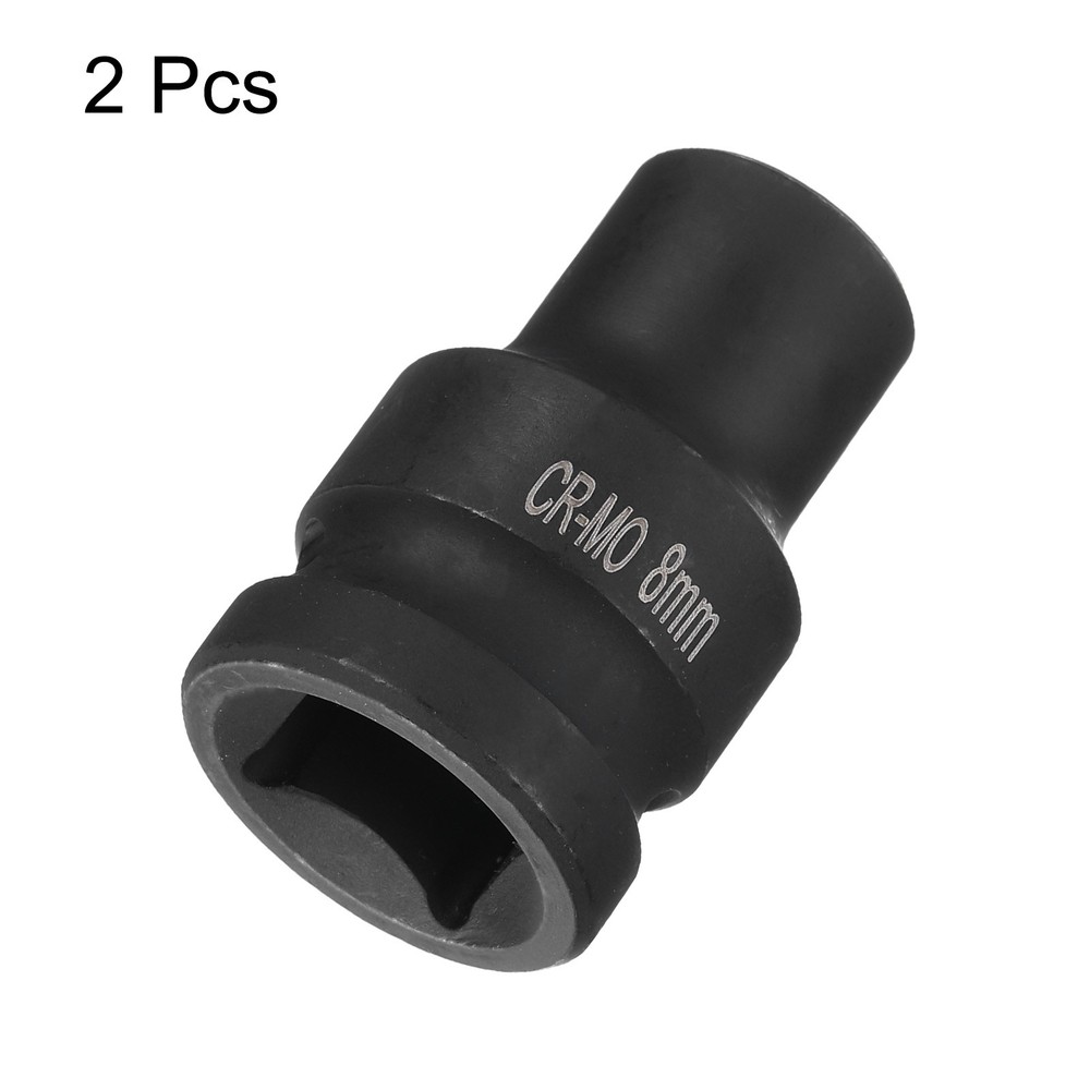 2pcs 4 Point Square Socket 1/2" Drive 8mm Metric CR-MO Impact Wheel Socket