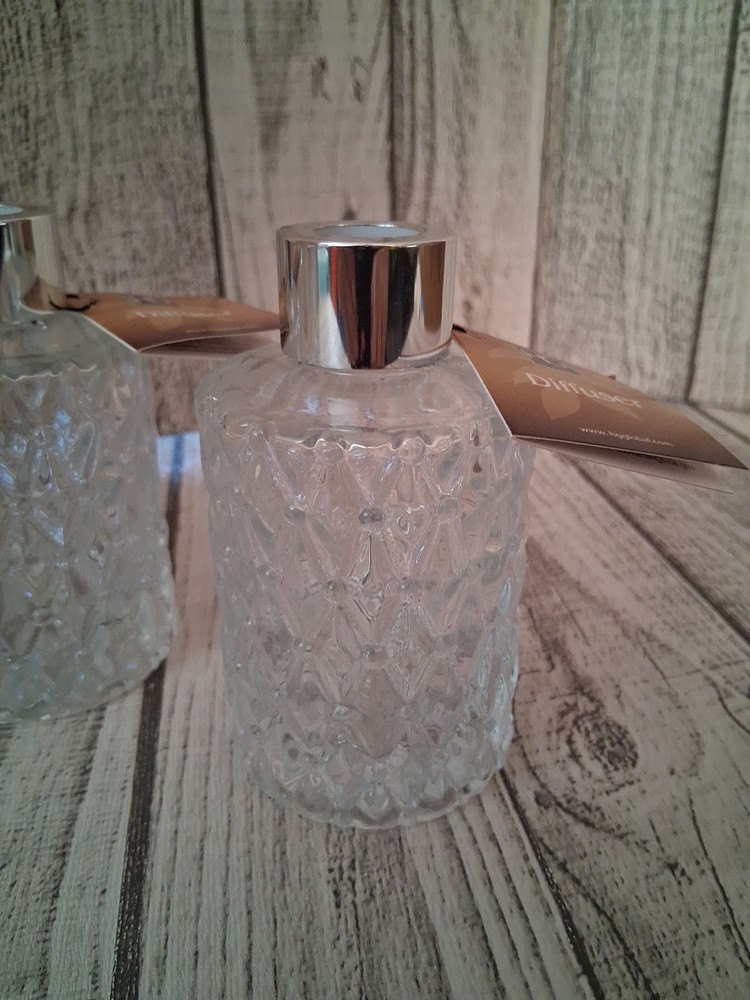 4 Pcs Empty 4.2"T Glass Round Diffuser Containers Jars Glass Bottle Silver Lid