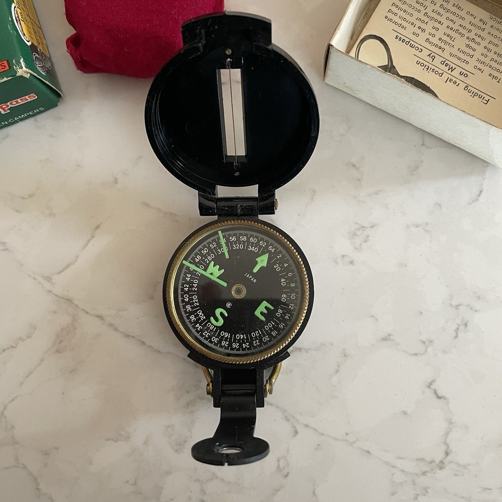 WFS Engineers' Lensatic Compass No. 111 With Original Instructions and Box