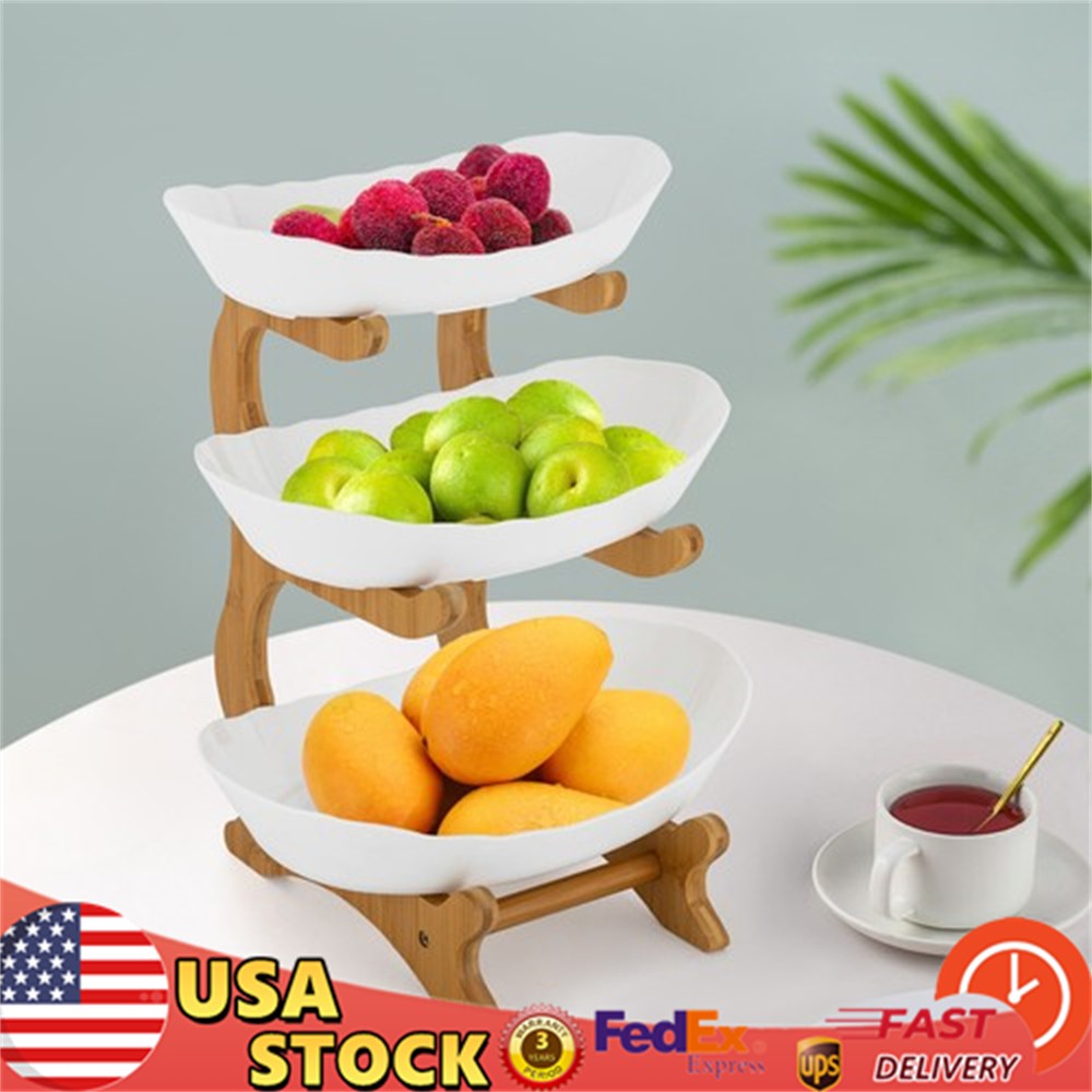 3 Tier Fruit Vegetable Display Baskets Oval Bowl Stand Fruit Bowl for Parties