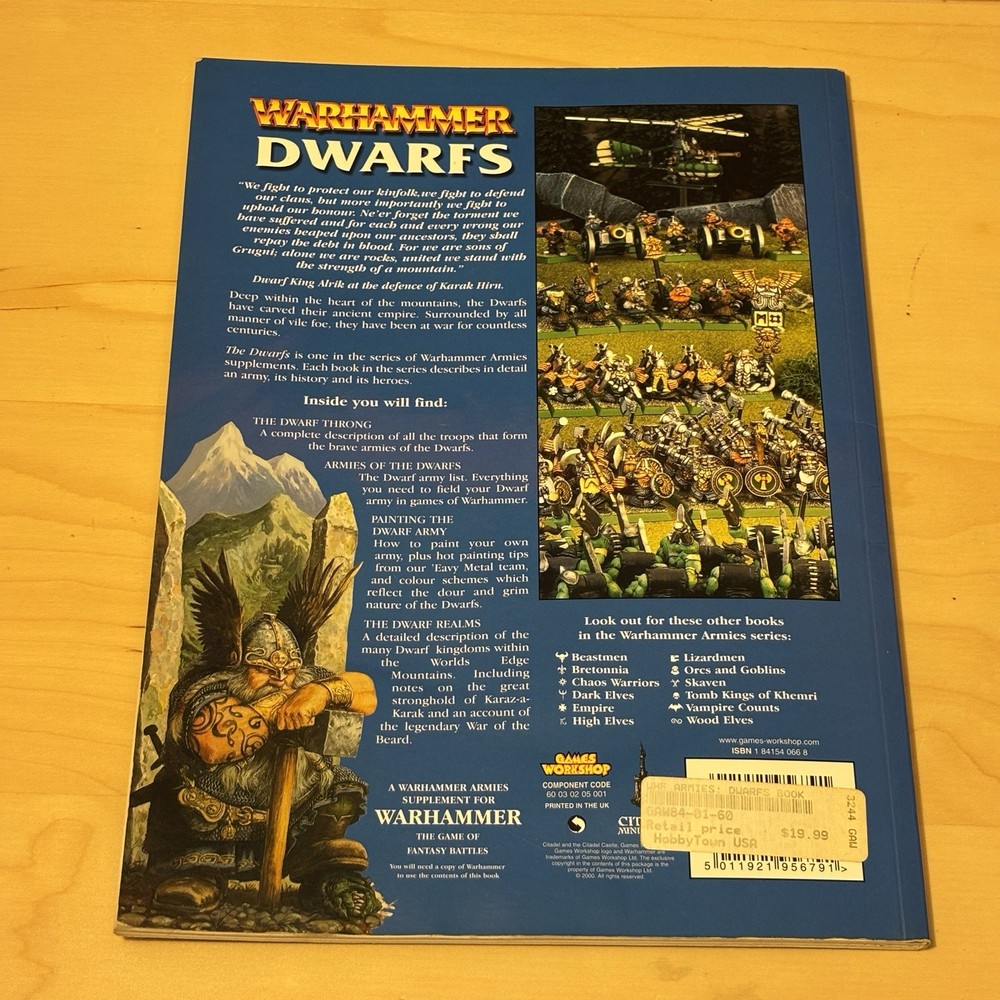 Warhammer Armies Dwarfs Supplement 2000 Games Workshop Softcover Rules Book