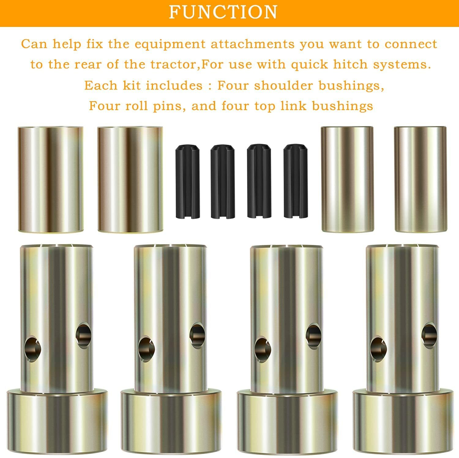 2 Pairs Cat 1 Quick Hitch Adapter Bushing Kit Fits Category 1 Tractors TK-95029