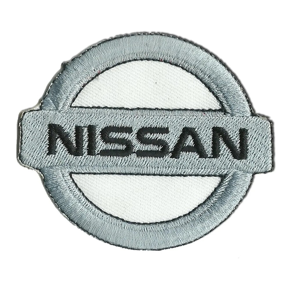 Nissan Patch Silver 2.5" x 3" Sew Ironed On Badge Hook/Loop Tactical Patch