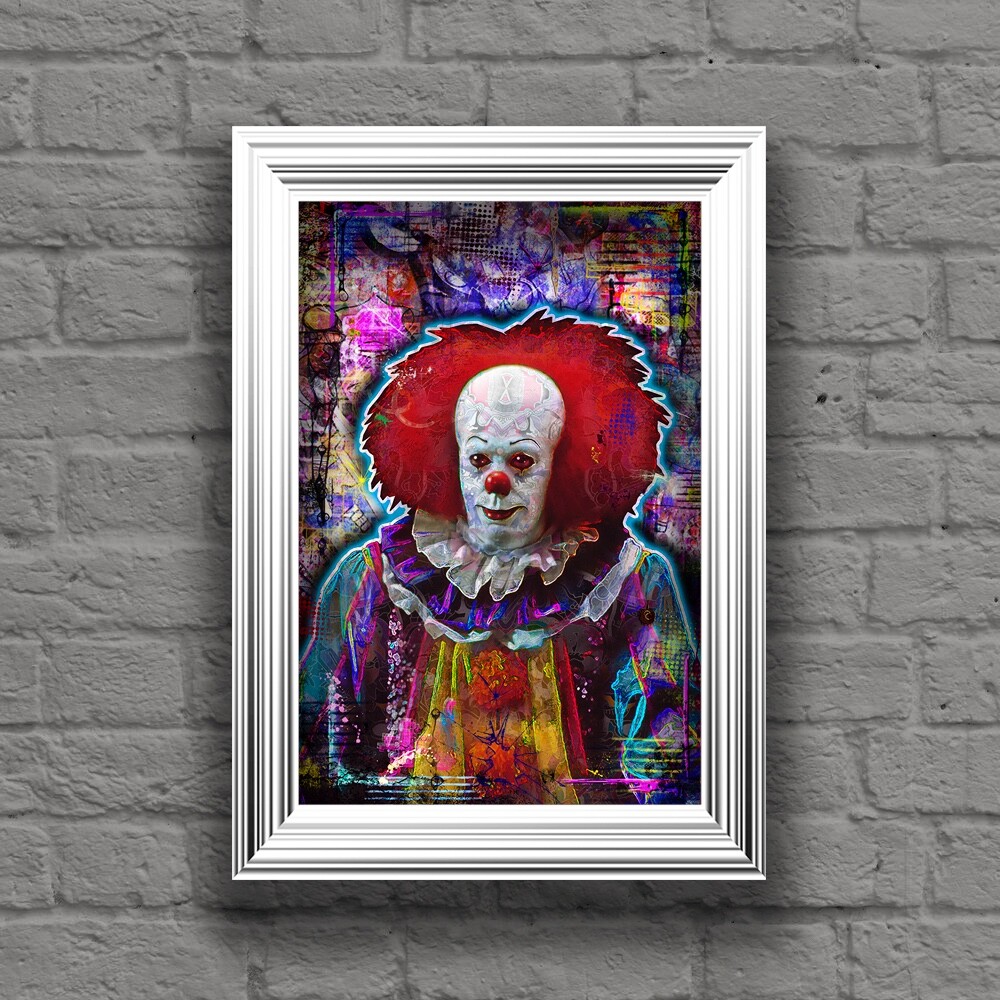 PENNYWISE from "IT" 12x18in Poster, Tim Curry as Pennywise Clown Print Free Ship