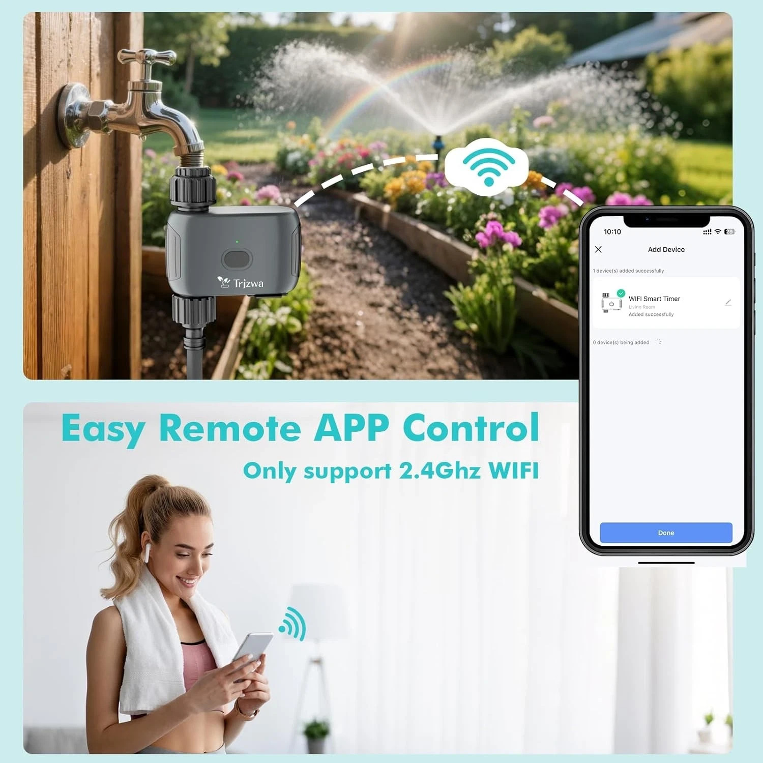 TRJZWA Smart Sprinkler Water Irrigation Timer IP55 For Garden Hose APP Control