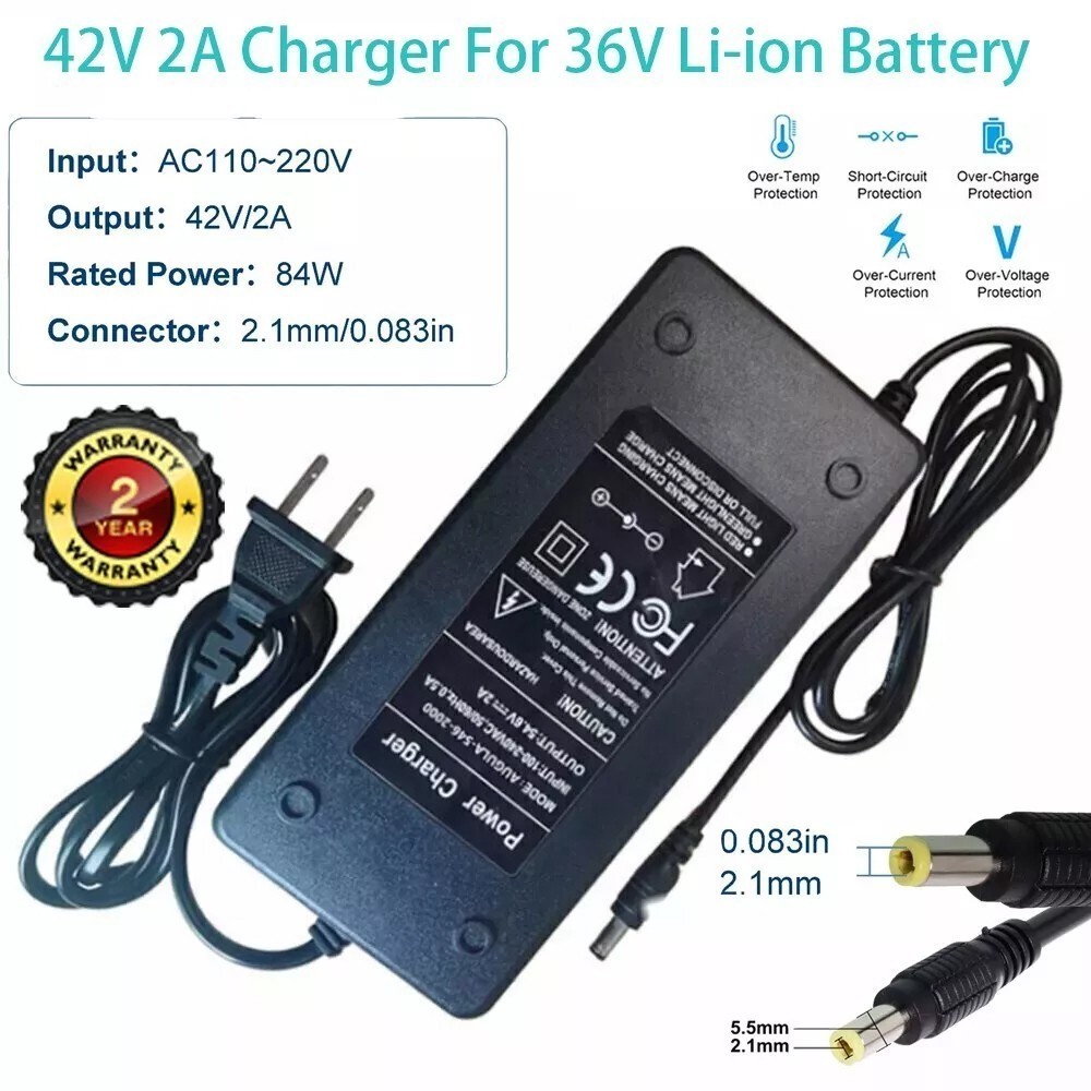 42V/54.6V DC Battery Charger 2A 5A For 36V/48V Lithium Battery Electric Bicycle