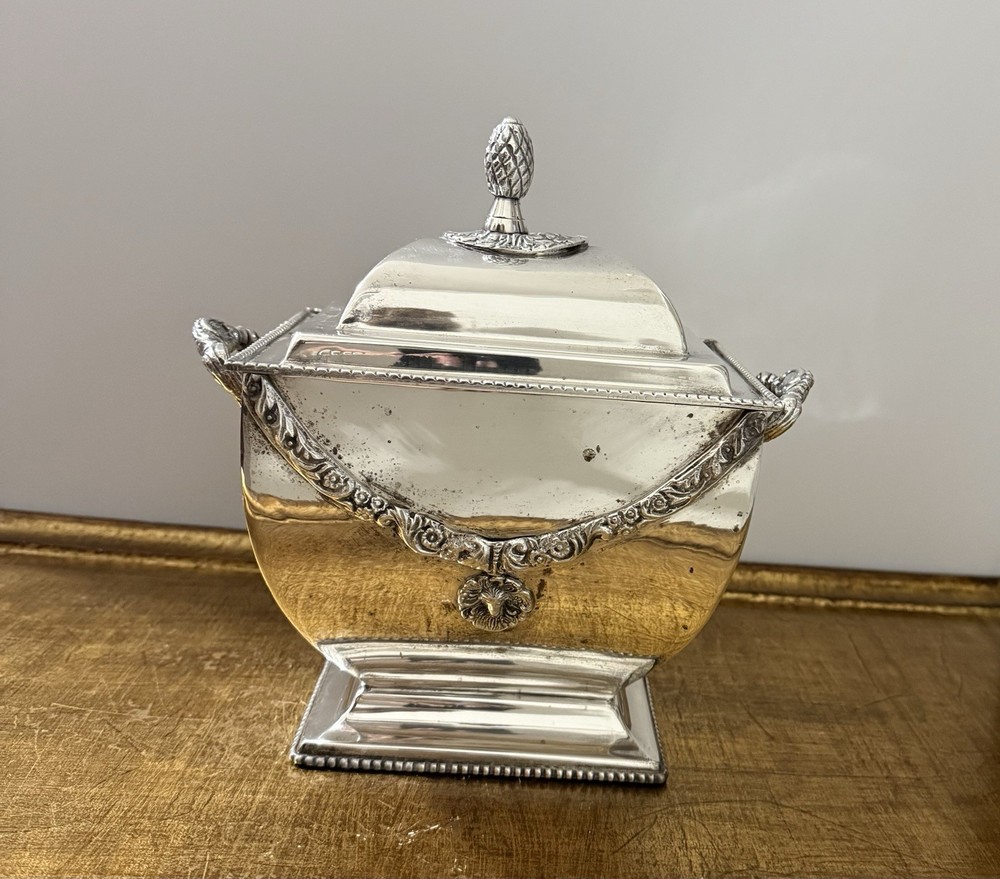 Decorative Only Silver Plate Tea Candy Jar