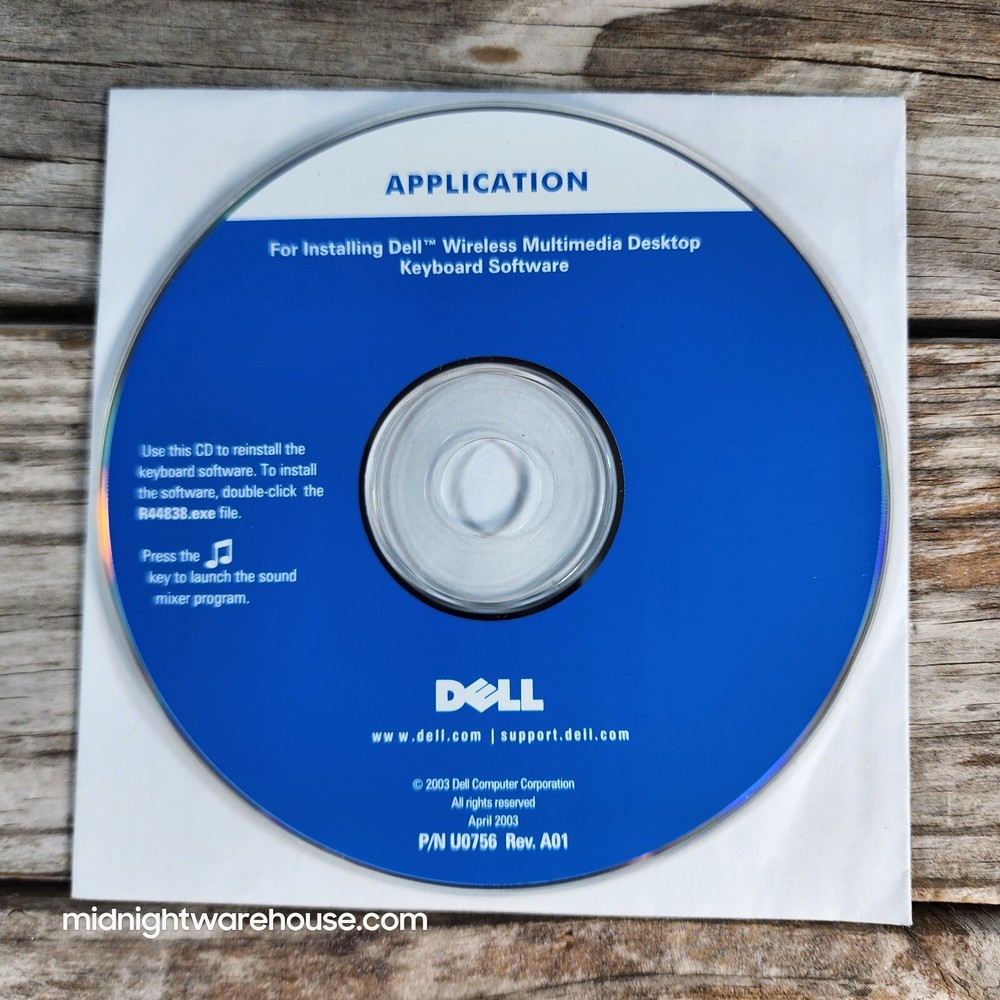 Dell Wireless Multimedia Desktop Keyboard Software App CD U0756 R44838