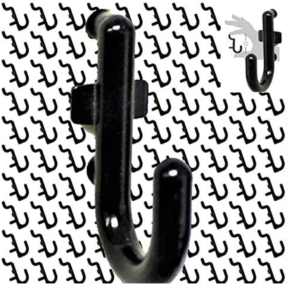 100Pcs Pegboard Accessory Peg Hook Set – Durable, Self-Locking Black 1/4" J-Styl